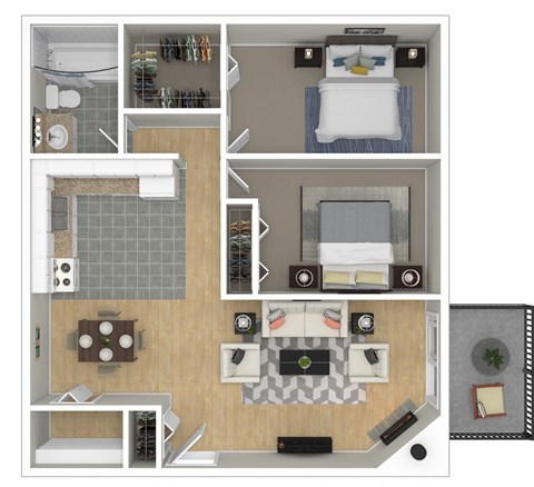 Floor plan for 2 beds, 1 bath, 900 sqft